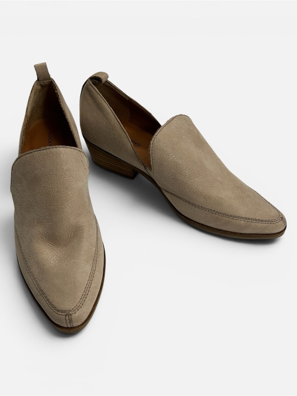 Lucky Brand Womens Soft Tan Leather Mahzan Heeled Western Career Loafers sz 8.5